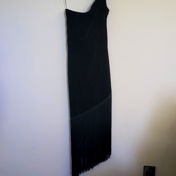 JS Boutique Black One Shoulder Velour Gown 14 - Picture 1 of 6
